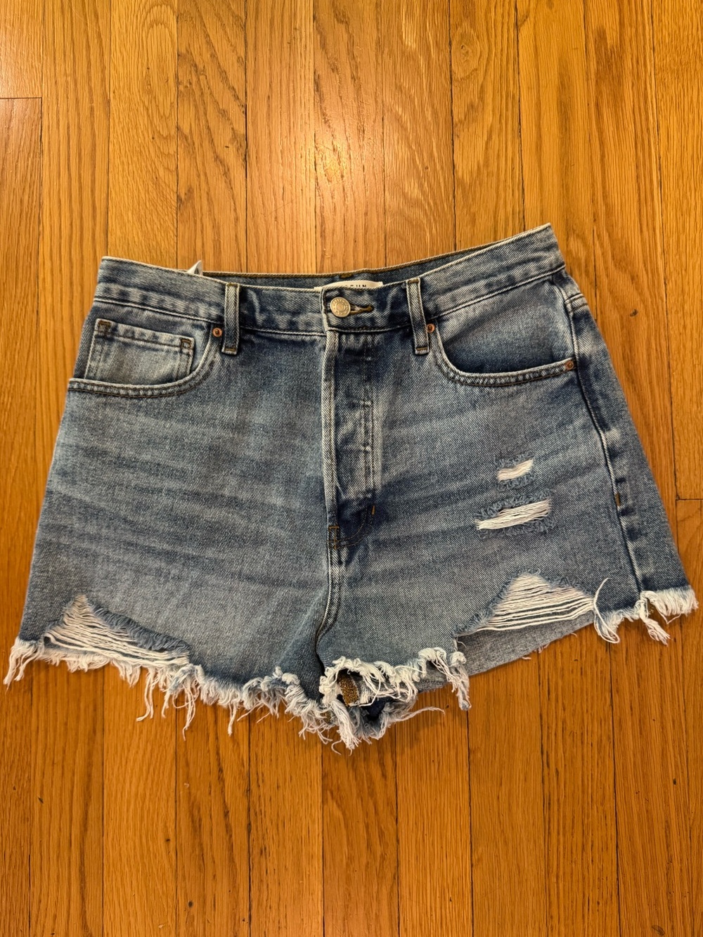 PacSun Light Wash Distressed Vintage High Waisted Denim Shorts